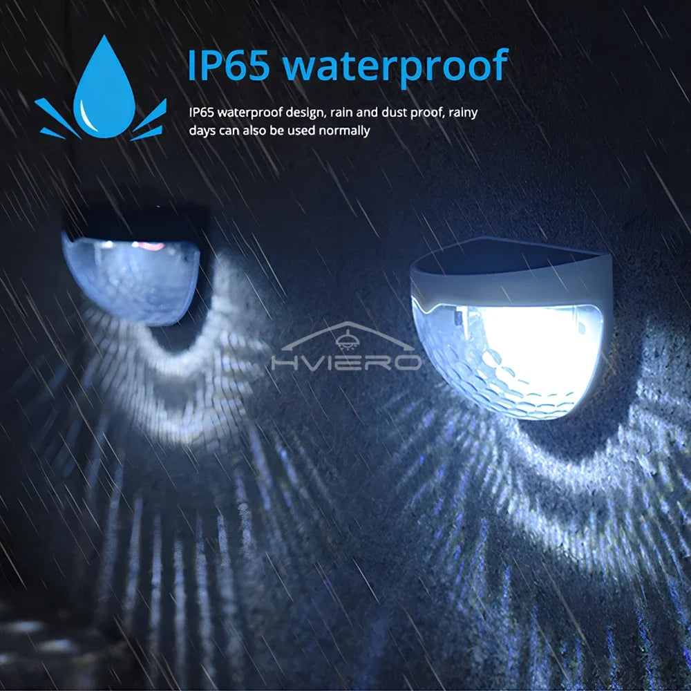 LED Solar Fence Lamp Outdoor Waterproof Wall Lights Corrugated Lights for Fence Terrace Garden Path Decorative Light Warm White