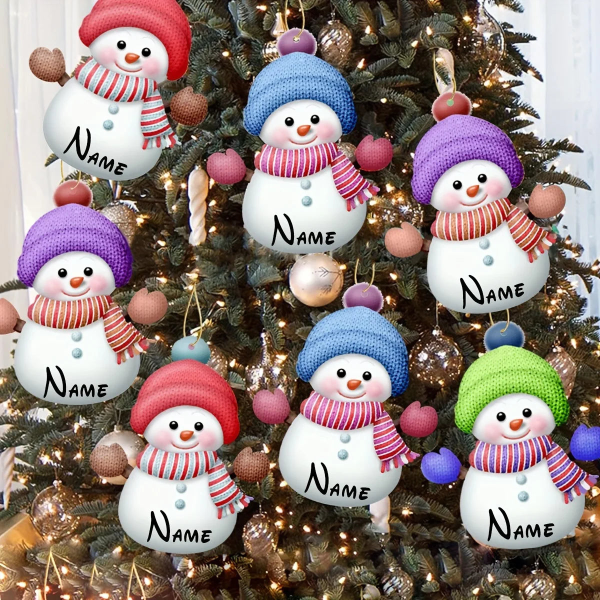 Customized NAME Christmas Santa Claus Snowman Pendant Acrylic Flat Personalized Merry Christmas 2025 Xmas Tree Decoration Hangin