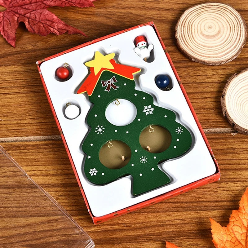 Wooden Christmas Tree Desktop Ornament DIY Mini Christmas Tree Decorations Window Display Ornament adornos navideños