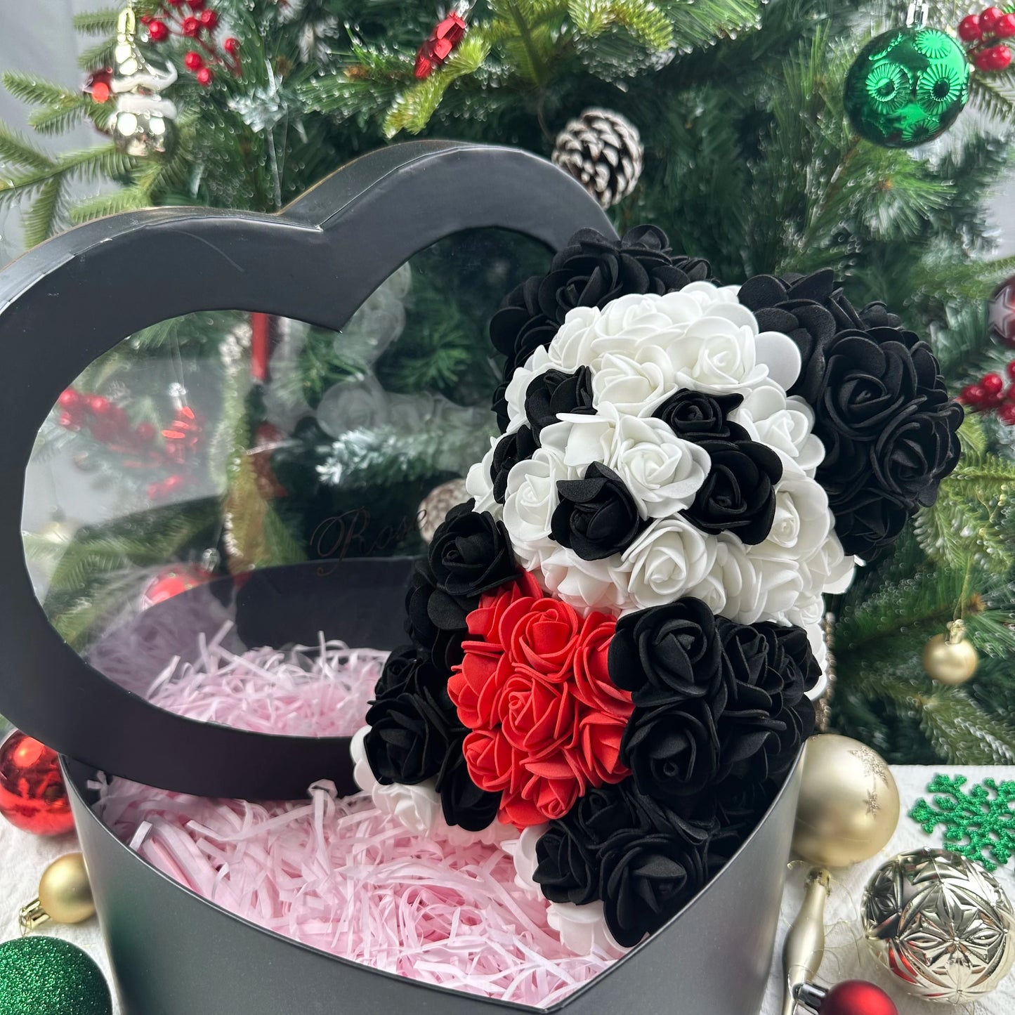 25cm Artificial Teddy Rose Flower Bear with Box Romantic Valentines Day Gift Girlfriend Women Anniversary Wedding Party Supplies