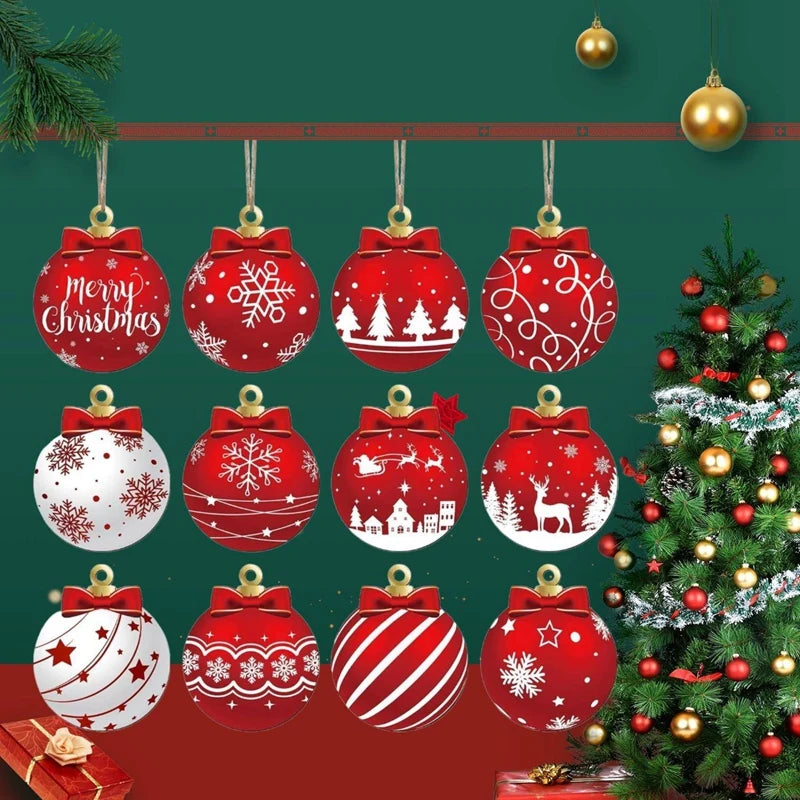 6/12/24/36PCS Christmas Balls Ornament Xmas Tree Hanging Bauble Pendant 2025 Christmas Decoration Home Party Photo Porps Navidad