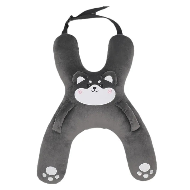 Prevent Leaning Head Back Seat Sleeping Comfort During Long Distance Travel Kids Car Neck Pillow with Seat Belt Safety Sleep Aid