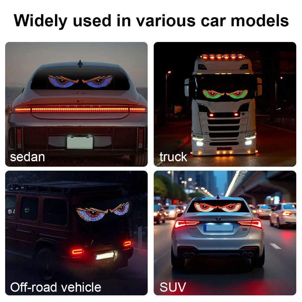 Flexile LED Windshield Display for Cars with Animated Blinking Demon EyesGeneral Motors Front and Rear Windshield Dynamic Light