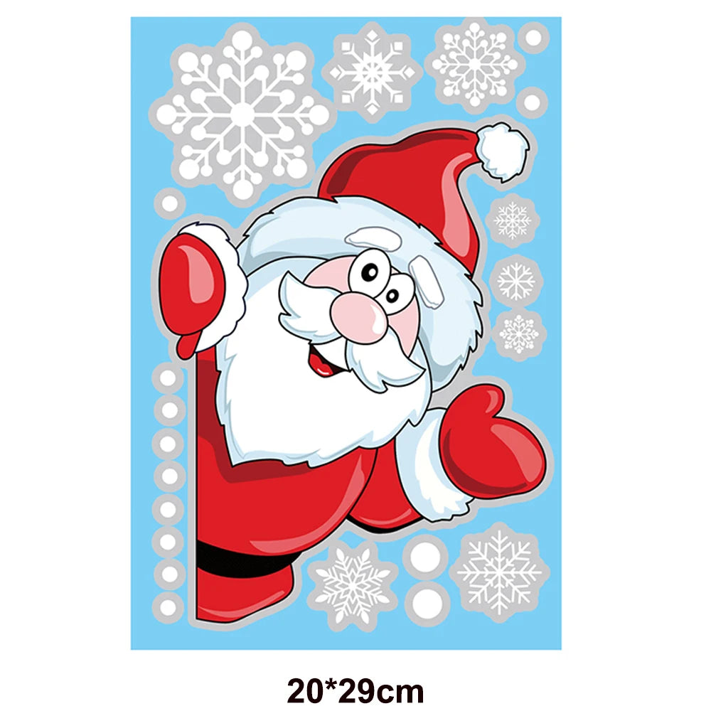 Christmas Window Clings Stickers Holiday Snowflake Santa Claus Reindeer Decals Xmas Decals Window Stickers Christmas Decorations
