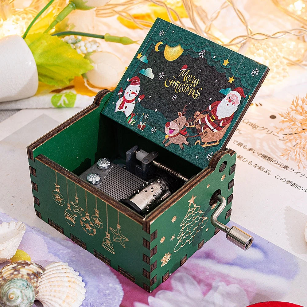 Christmas Halloween Music Box, Wooden Hand Crank Music Box, Merry Christmas, Birthday Present, Special Festival Home Decoration