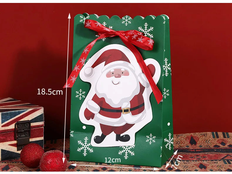 5pcs Christmas Paper Bags Creative Bow Snowflake Accompanying Candy Gift Bags Creative Cute Christmas Gift Bags