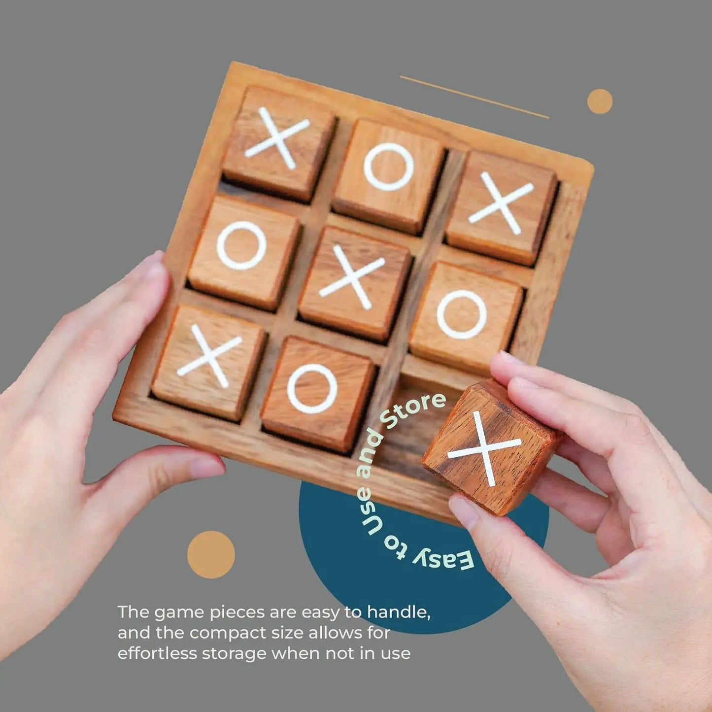 Classic wooden tic tactoe game set, suitable for home games and home decor, suitable for coffee tables, living rooms, and desks,
