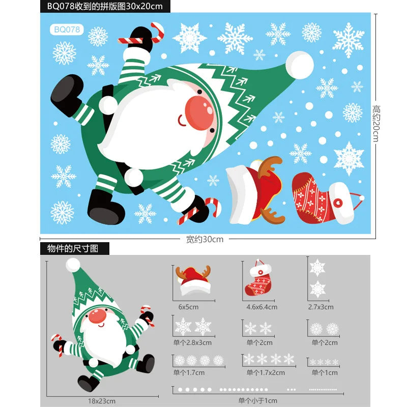 Christmas Window Clings Stickers Holiday Snowflake Santa Claus Reindeer Decals Xmas Decals Window Stickers Christmas Decorations