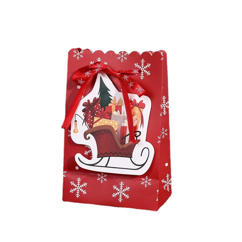 5pcs Christmas Paper Bags Creative Bow Snowflake Accompanying Candy Gift Bags Creative Cute Christmas Gift Bags