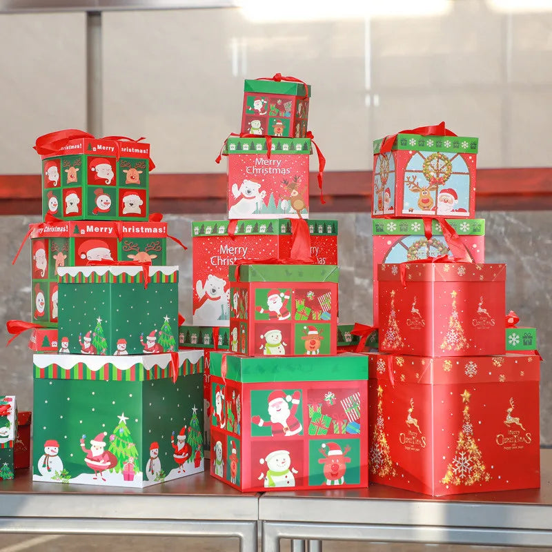 Christmas Gift Boxes Packing Gift Merry Christmas Decorative Carton For Xmas Home Party Decor Navidad New Year Candy Box Case
