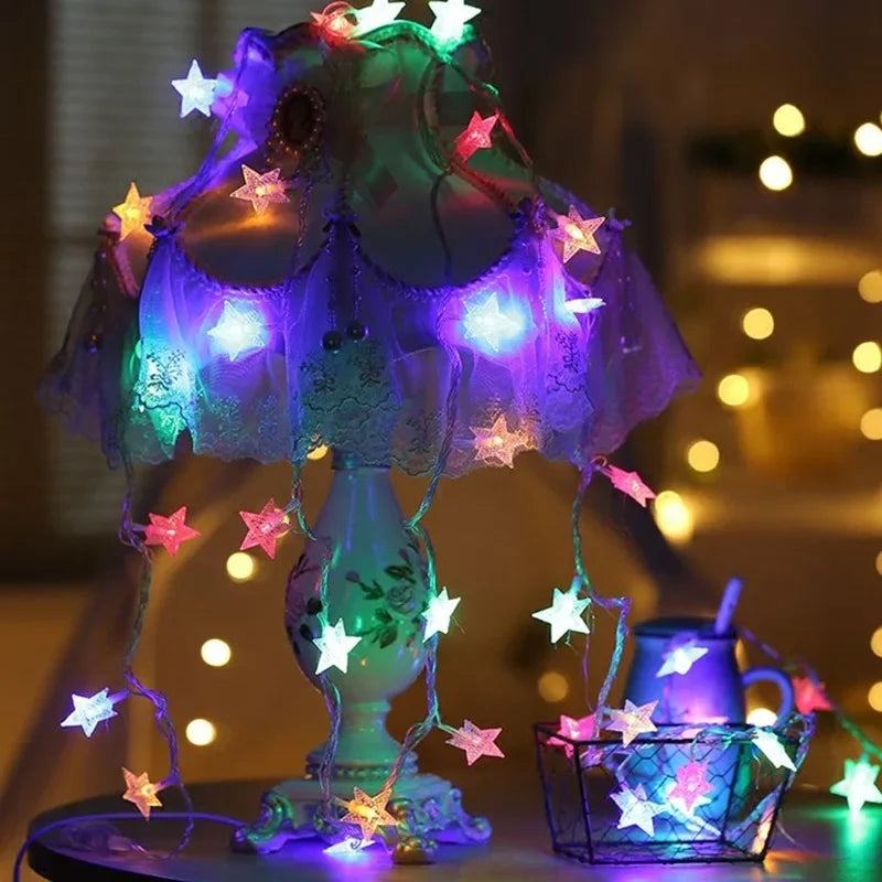 Christmas Tree Star Light String LED 10/20/40/80 Lights Night Decoration for Family Garden Party Atmosphere