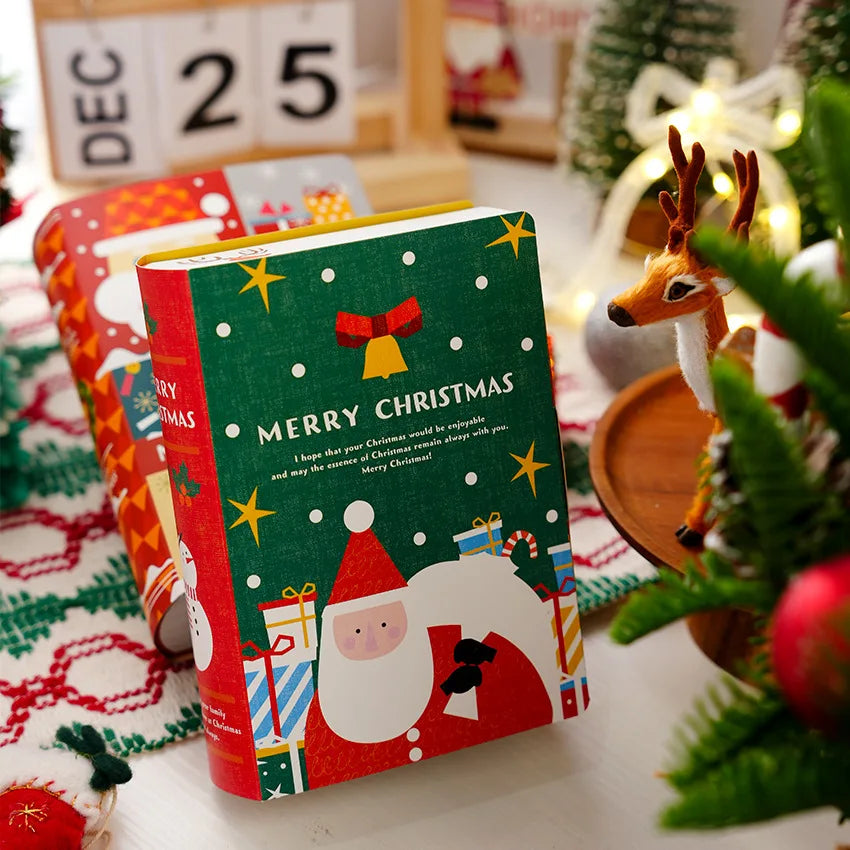 Merry Christmas Candy Boxes Magic Book Shaped Gift Box Santa Claus Packing Bag Navidad New Year Xmas Party Decoration