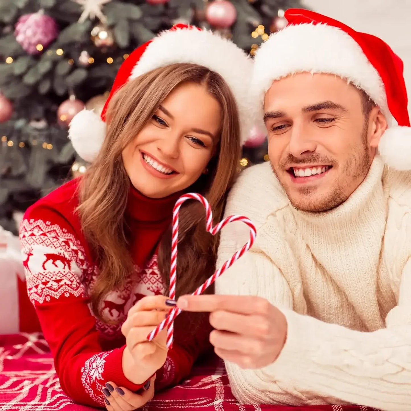 Acrylic Candy Cane Pendant Xmas Tree Twisted Crutch Hanging Ornament Happy New Year Christmas Party Home Decoration Red Green