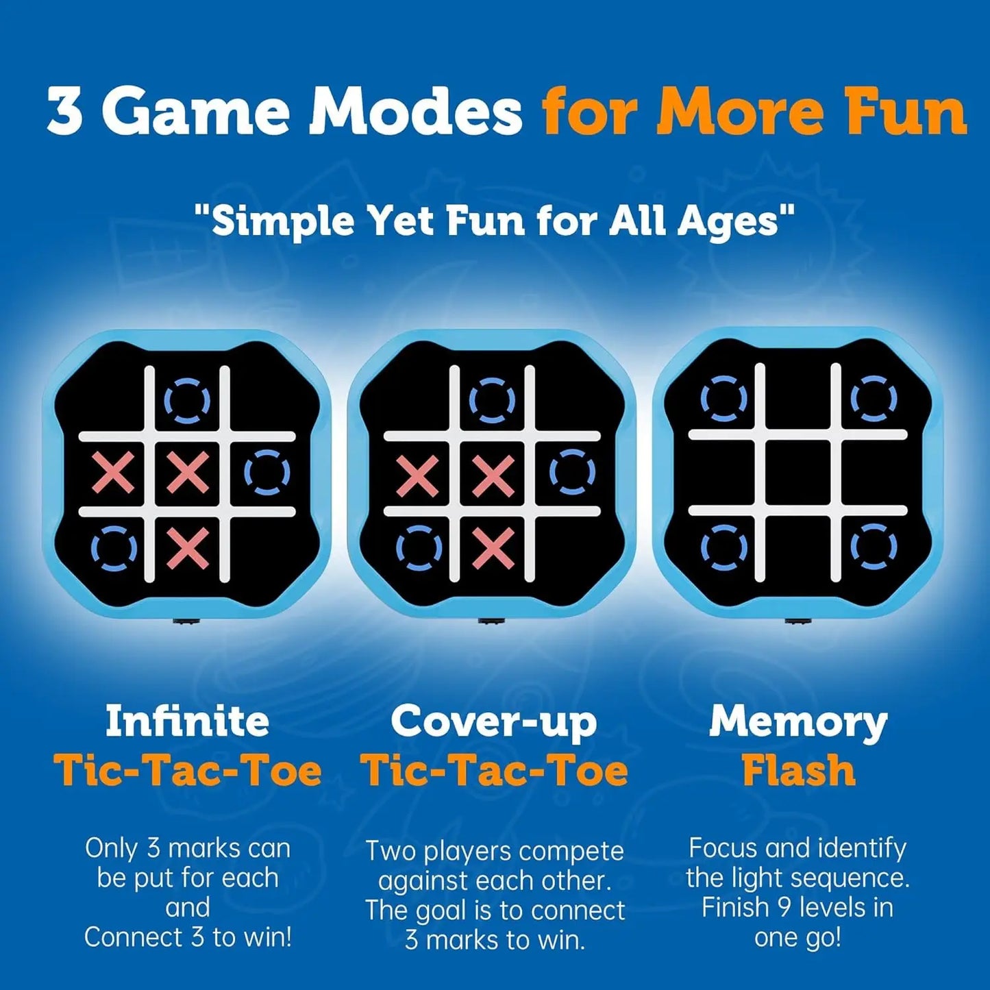 Tic-Tac-Toe Board Board Multifunctional Electronic Games Montessori Puzzle Table Game Chess Chess Set Portable for Adults Kids