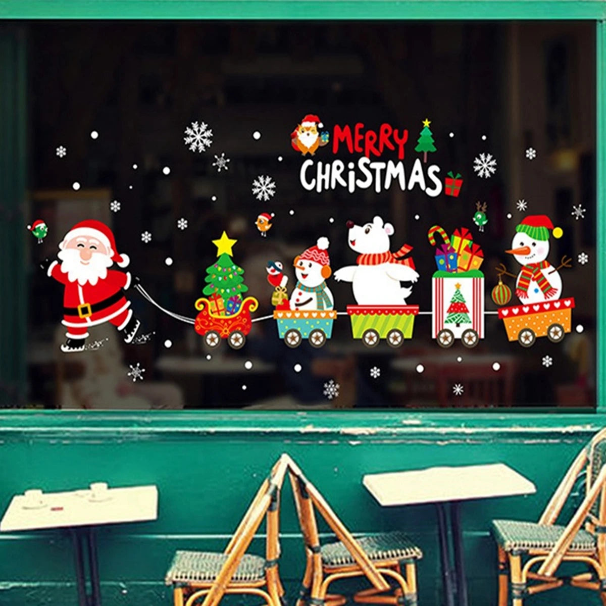 Christmas Wall Window Stickers Christmas Decoration For Home 2024 Merry Christmas Ornaments Xmas Navidad Happy New Year 2025
