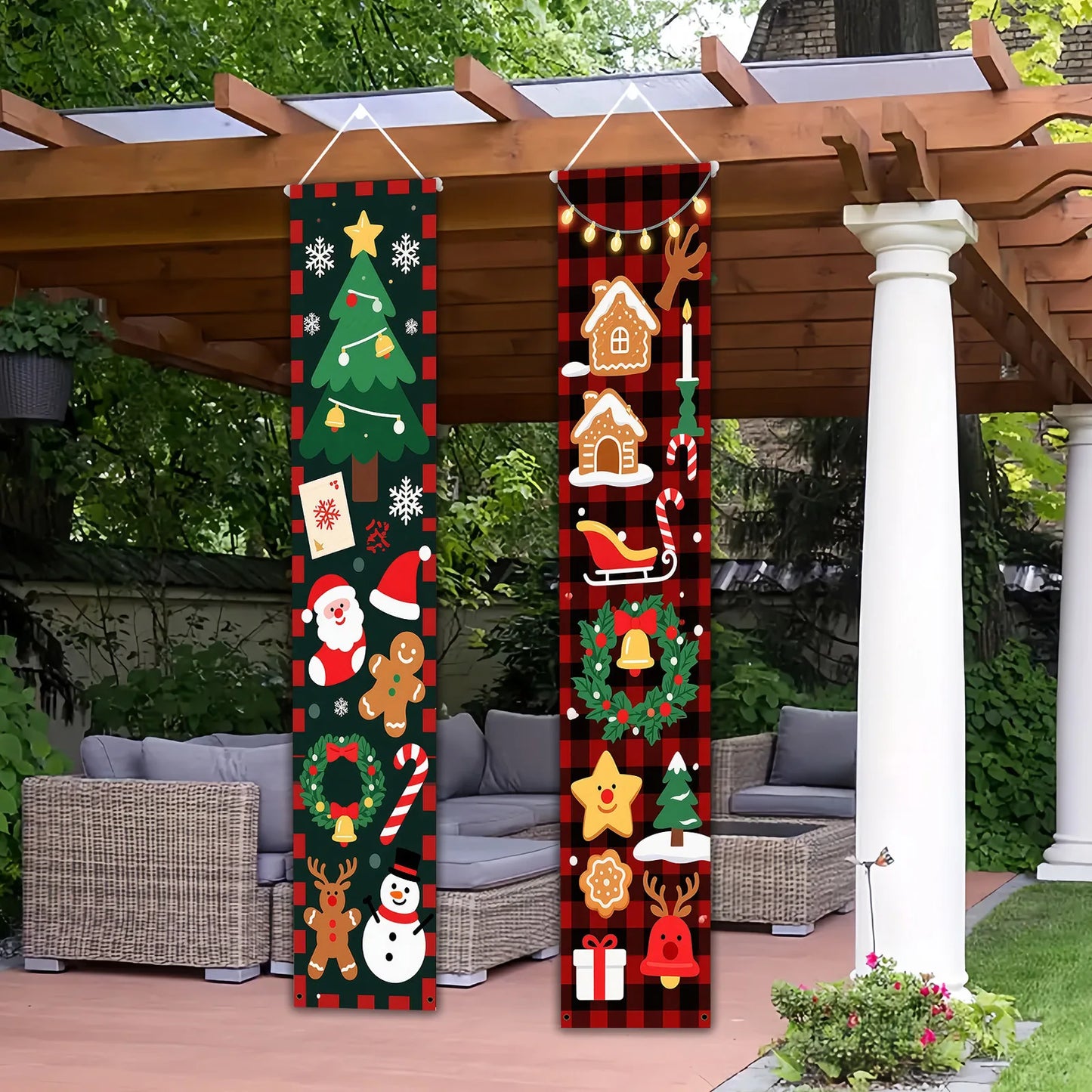 Christmas Couplets Door Decorations Santa Claus Gingerbread Man Snowman Festive Home Decoration Wall Art