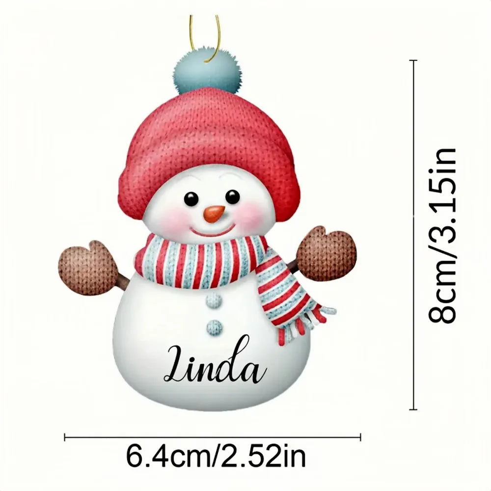 Customized NAME Christmas Santa Claus Snowman Pendant Acrylic Flat Personalized Merry Christmas 2025 Xmas Tree Decoration Hangin