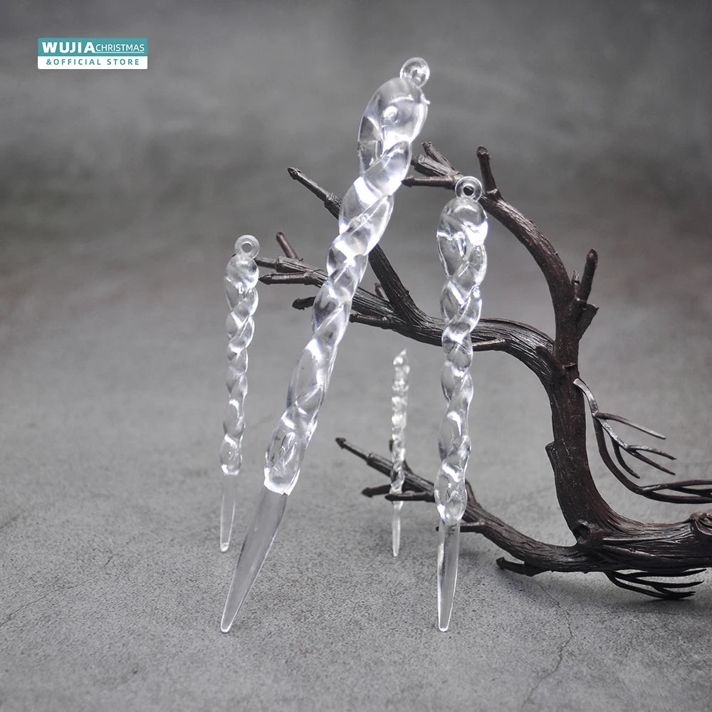 12/24pcs Christmas Clear Simulation Icicle Pendants Xmas Tree Hanging Fake Ice Winter Party New Year Gifts Navidad 5/7.5/10/13cm