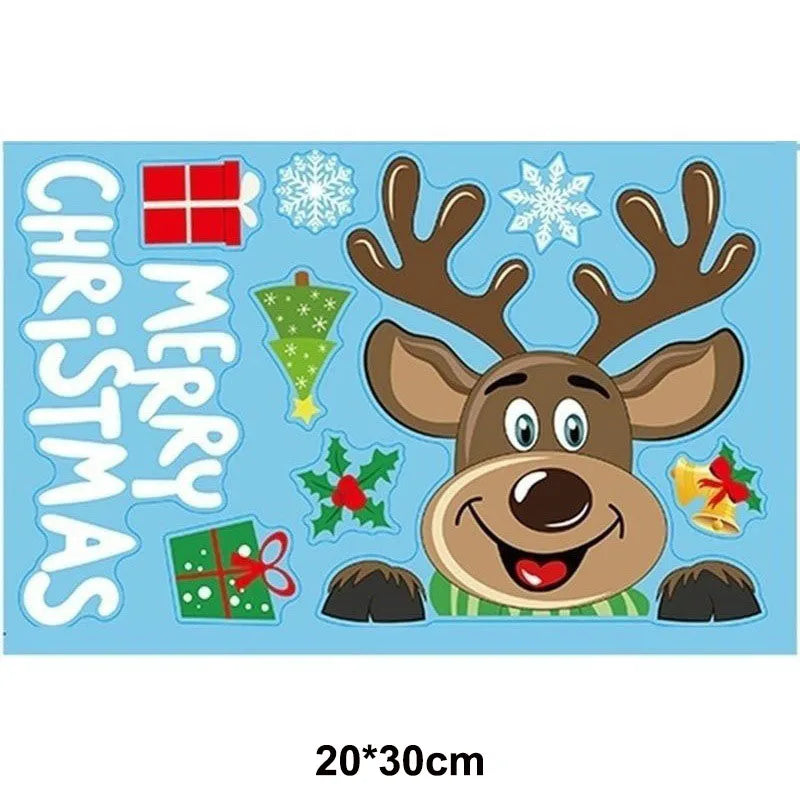Christmas Window Clings Stickers Holiday Snowflake Santa Claus Reindeer Decals Xmas Decals Window Stickers Christmas Decorations