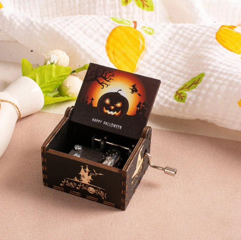Merry Christmas Wooden Music Box Hand Cranked Movement Christmas Gifts for Children Birthday Present  Home Office Decoration