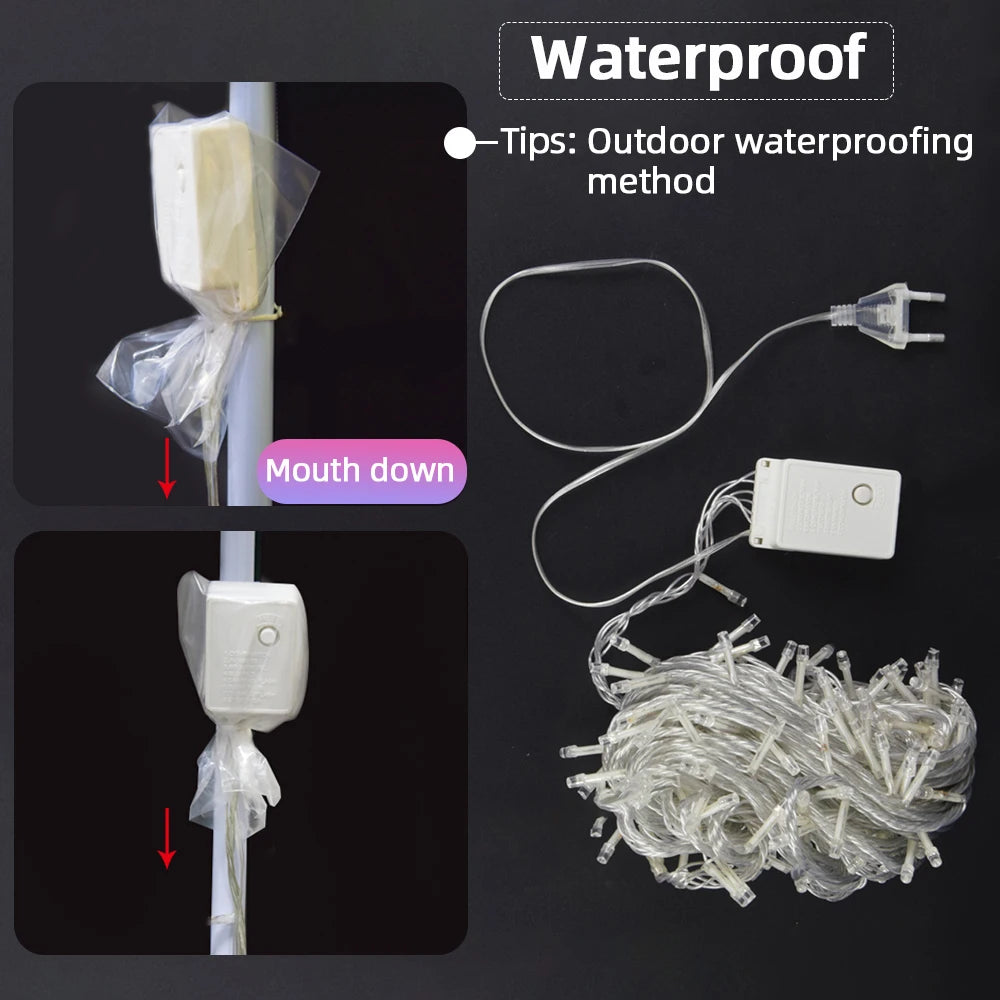 Led Icicle String Lights 4m Street Garland On The House 8 Modes Christmas Lights Outdoor For New Year Christmas Decoration