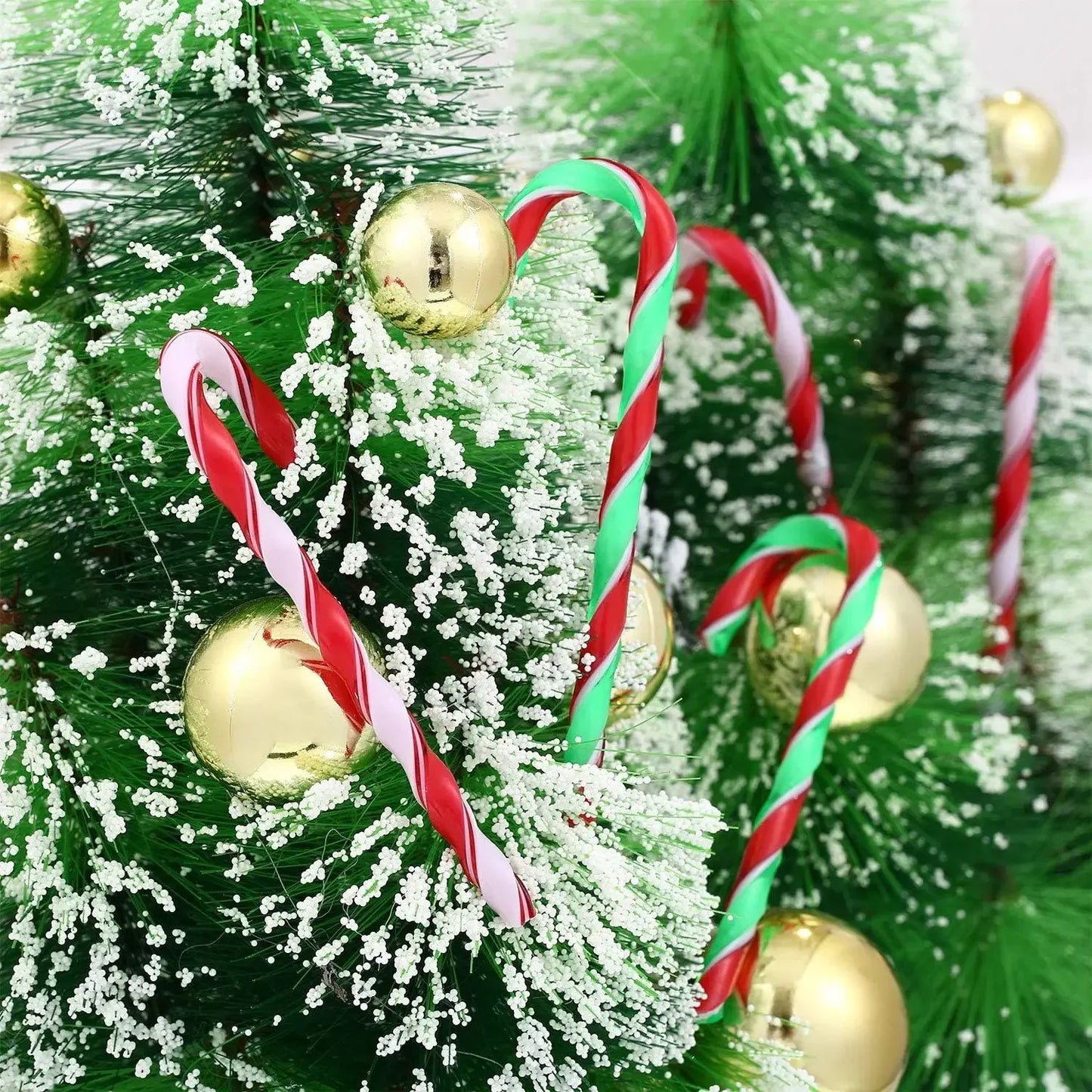 Acrylic Candy Cane Pendant Xmas Tree Twisted Crutch Hanging Ornament Happy New Year Christmas Party Home Decoration Red Green