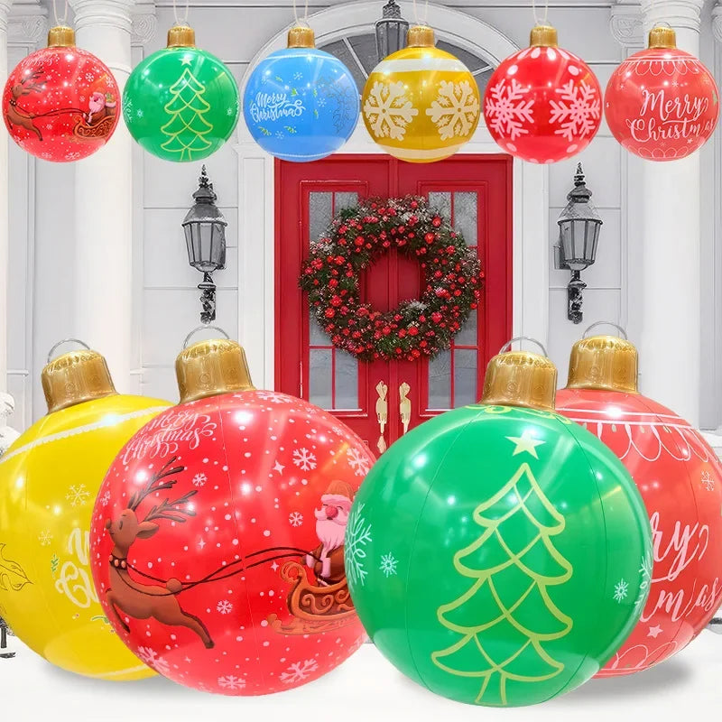 60cm Giant Luminous Inflatable Christmas Ball With No Lights Pvc Outdoor Xmas Decoration Ball Holiday Yard Lawn Porch Decor 2025
