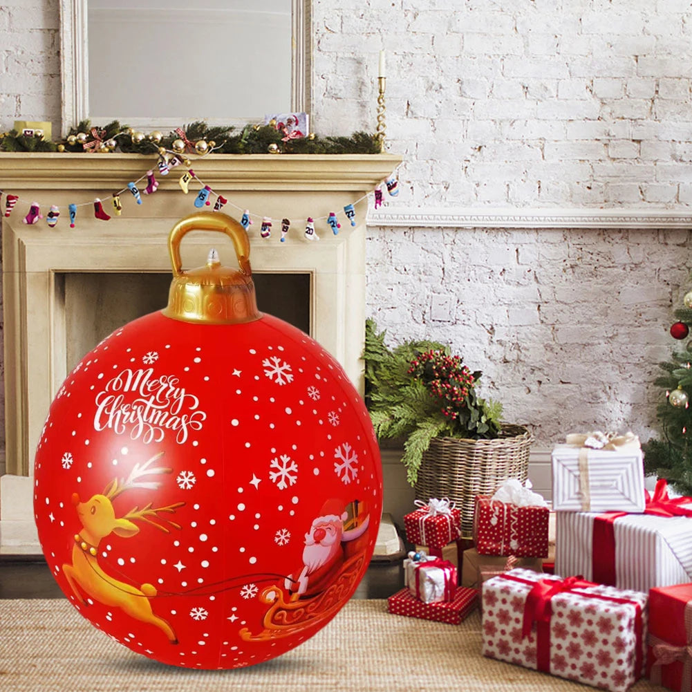 60cm Giant Inflatable Christmas Balls PVC Giant Big Large Balls Xmas Tree Decorations Toy Outdoor Xmas Holiday Yard Lawn Balls