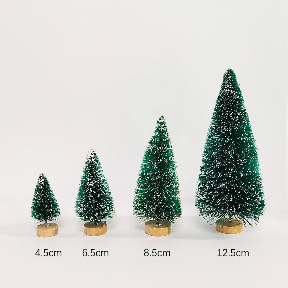 5/8pcs Mini Christmas Trees Small Artificial Christmas Tree Ornament Cedar Pine Sisal Tabletop Merry Christmas Party Decoration