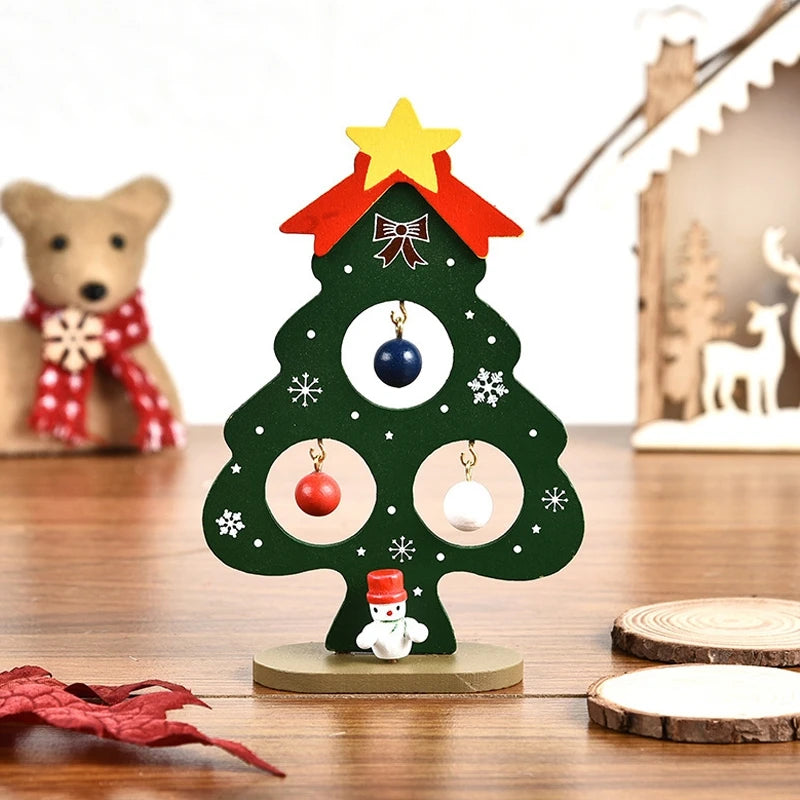 Wooden Christmas Tree Desktop Ornament DIY Mini Christmas Tree Decorations Window Display Ornament adornos navideños