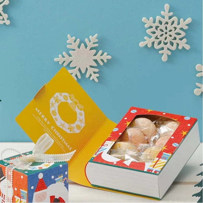 Merry Christmas Candy Boxes Magic Book Shaped Gift Box Santa Claus Packing Bag Navidad New Year Xmas Party Decoration