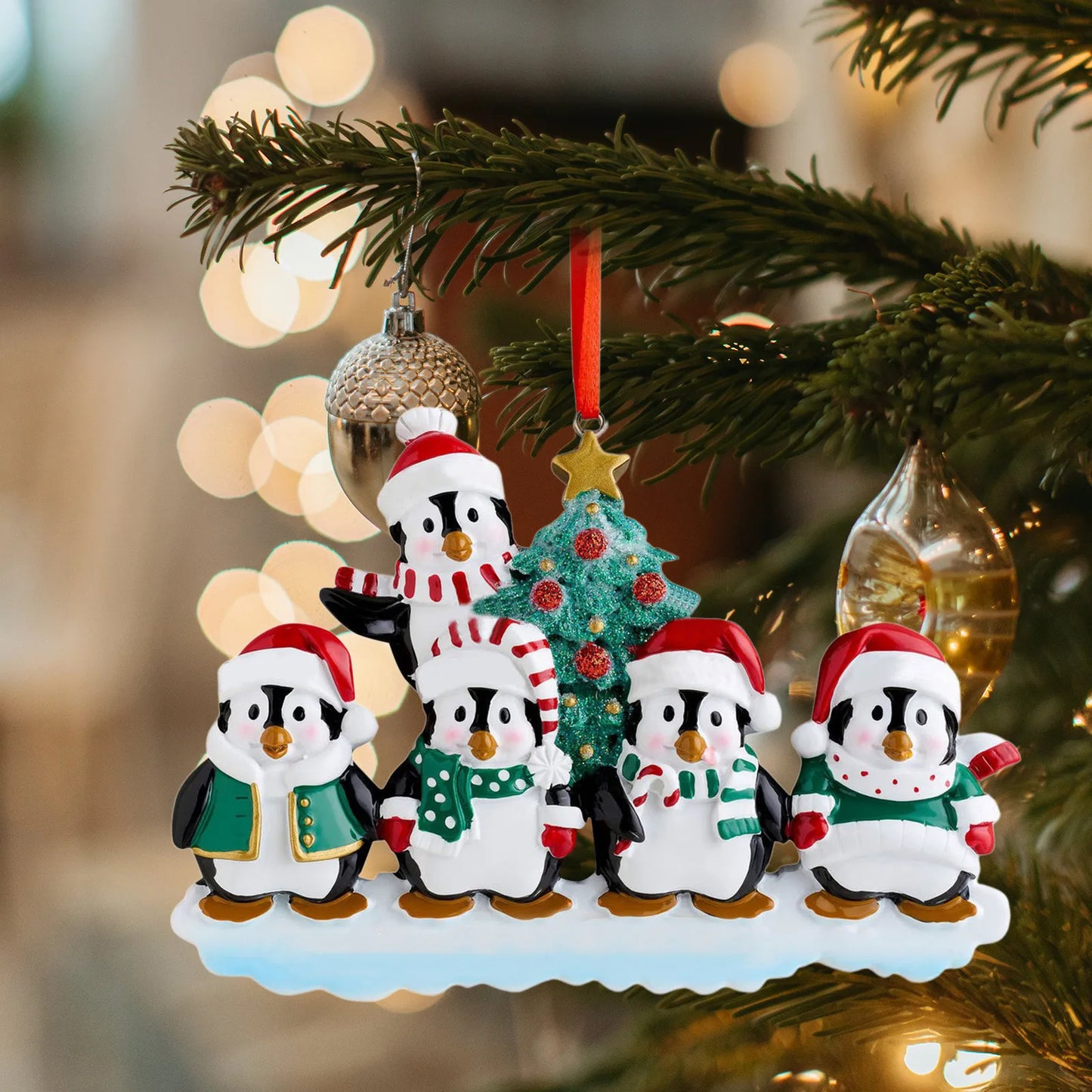 Personalized Family Christmas Ornament Cute Penguin Holiday Winter Gift 2021  Family Ornament Christmas Tree Decorations