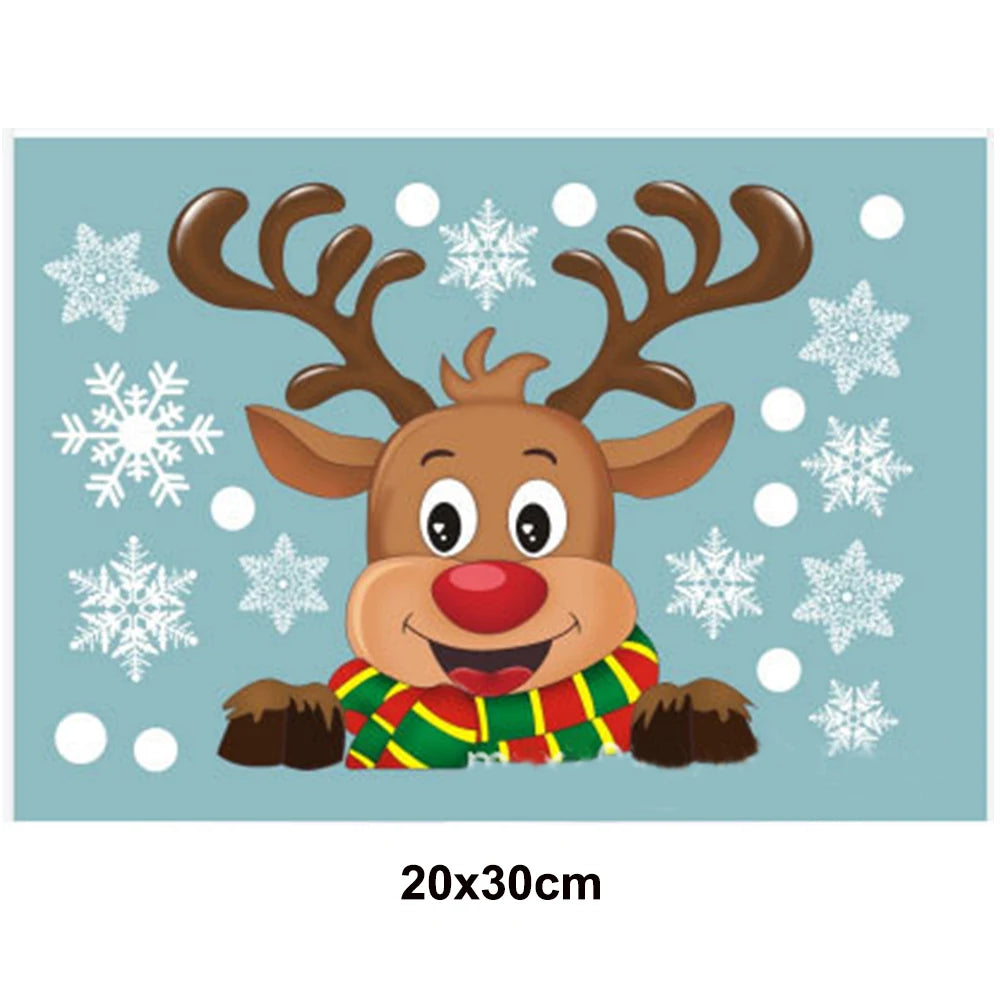 Christmas Window Clings Stickers Holiday Snowflake Santa Claus Reindeer Decals Xmas Decals Window Stickers Christmas Decorations