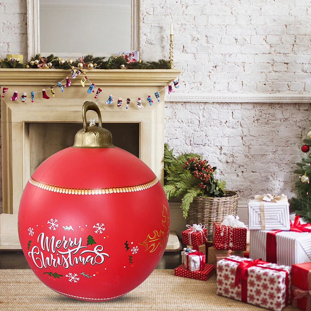 60cm Giant Inflatable Christmas Balls PVC Giant Big Large Balls Xmas Tree Decorations Toy Outdoor Xmas Holiday Yard Lawn Balls