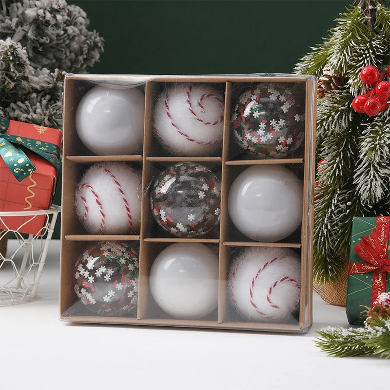 9Pcs 6cm Gold Christmas Ball Decor Suit Shatterproof Flash Hanging Balls for Xmas Tree Decoration Home Party New Year Gifts