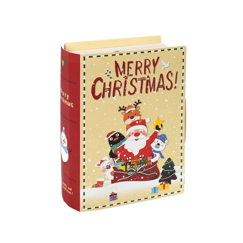 3/6pcs Merry Christmas Candy Gift Boxes Magic Book Santa Claus Gift Packing Box Bag Navidad New Year Xmas Party Decoration 2024