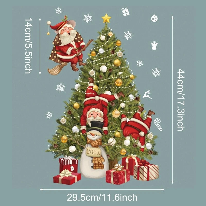 Christmas Wall Window Stickers Christmas Decoration For Home 2024 Merry Christmas Ornaments Xmas Navidad Happy New Year 2025