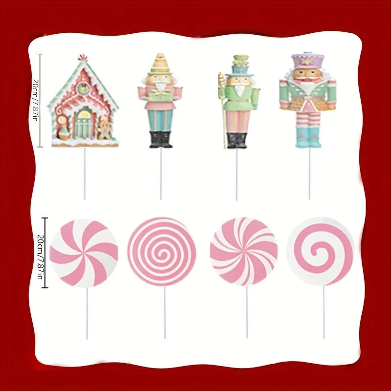 Christmas Party Decorations Tree Picks Large Nutcracker Peppermint Lollipop Christmas Picks for Tree Cute Candy Picks Ornaments