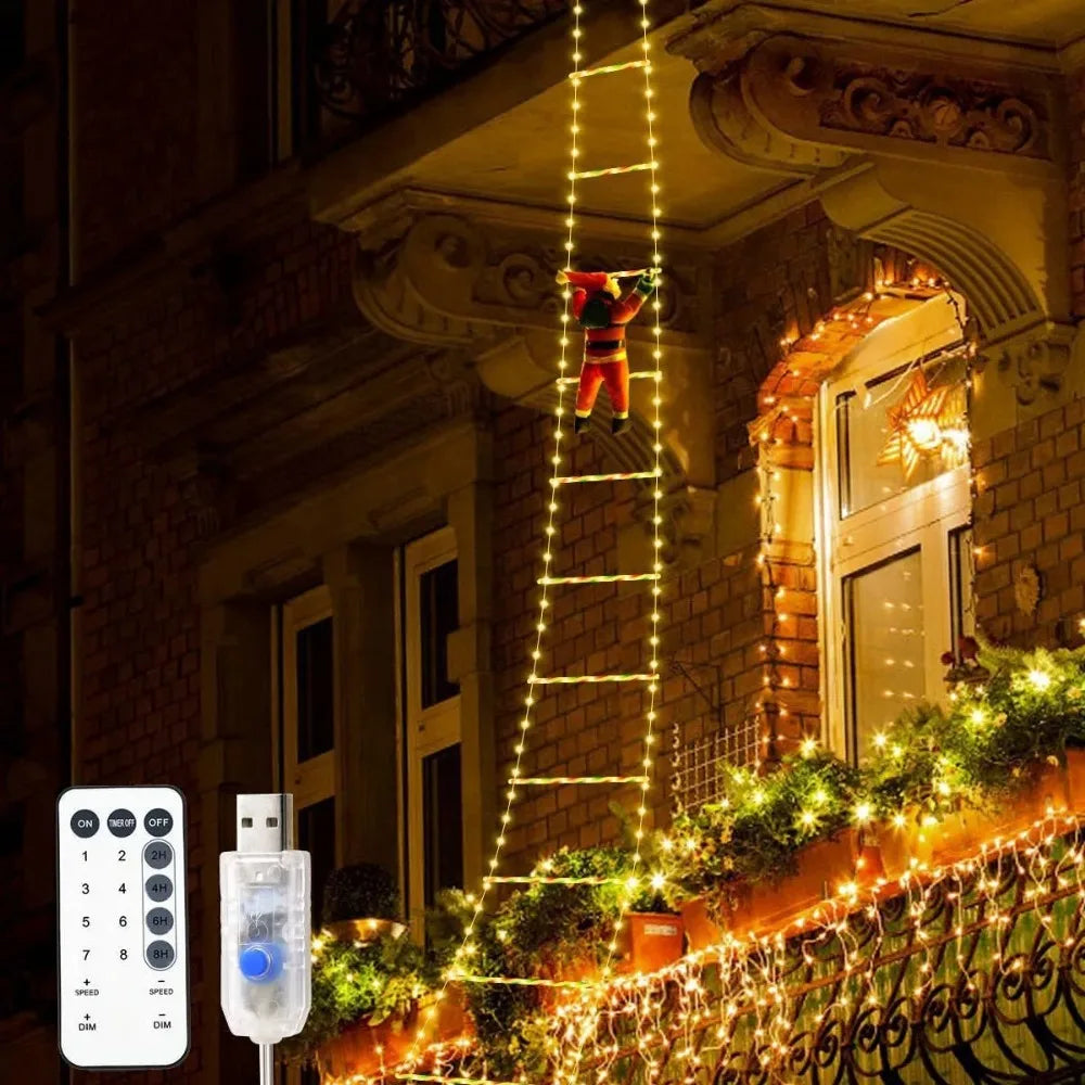 3M Santa Claus Climbing Ladder LED Hanging Light Christmas tree Ornament home garden outdoor christmas decorations navidad 2025