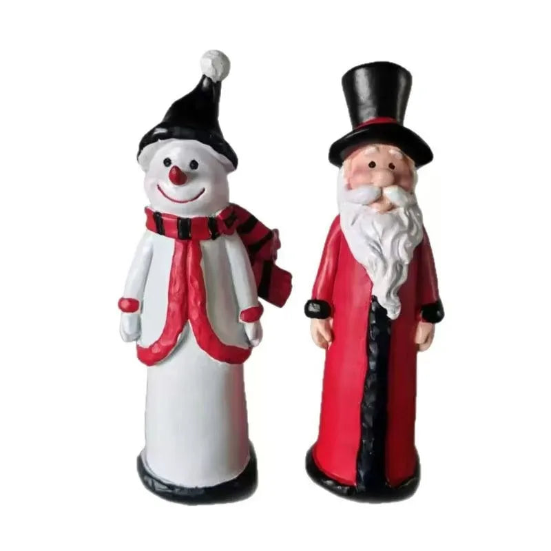 Christmas decorations; hat; snowman; Santa Claus; desktop; holiday; ceramic; craft; item.