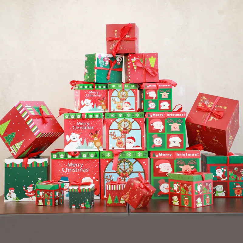 Christmas Gift Boxes Packing Gift Merry Christmas Decorative Carton For Xmas Home Party Decor Navidad New Year Candy Box Case