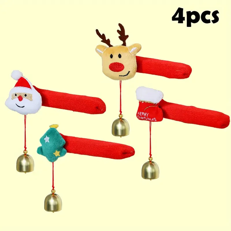 4 Christmas door handle decoration sets, including bells and detachable pendants