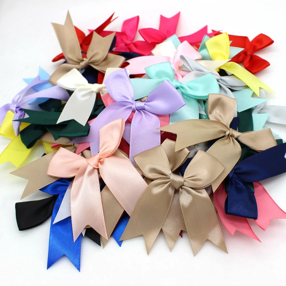 30pcs/lot 85mm ribbon bow craft bow pink white floral gift tie wedding decoration bow DIY birth party baking decoration