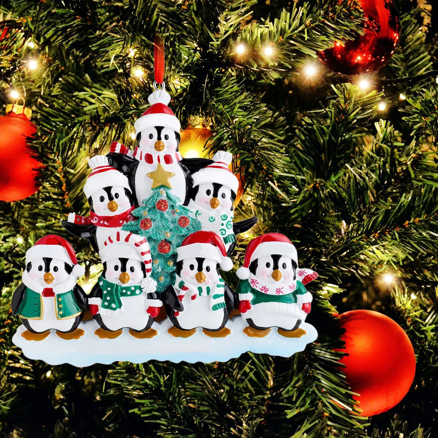 Personalized Family Christmas Ornament Cute Penguin Holiday Winter Gift 2021  Family Ornament Christmas Tree Decorations