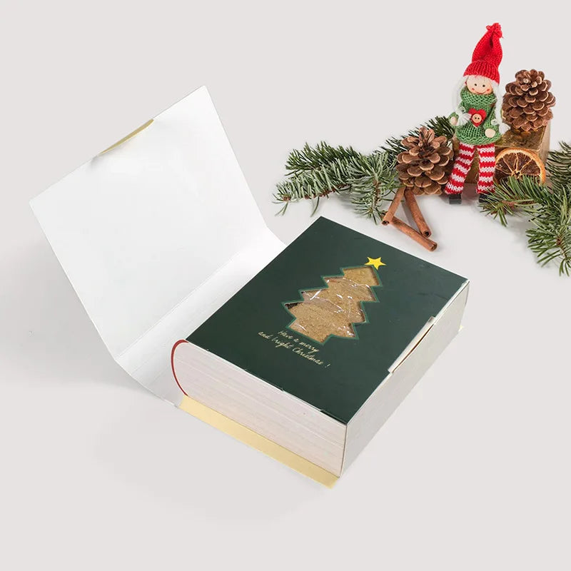 3/6pcs Merry Christmas Candy Gift Boxes Magic Book Santa Claus Gift Packing Box Bag Navidad New Year Xmas Party Decoration 2024