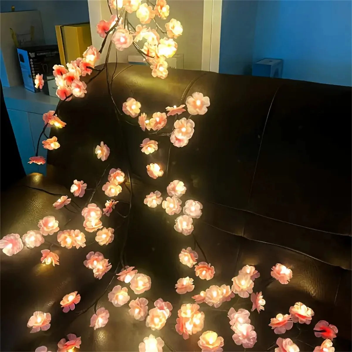 USB Powered Cherry Blossom Branch Lights 8 Modes 96LEDs String Lights for Living Room Bedroom Wedding Christmas Holiday Decor