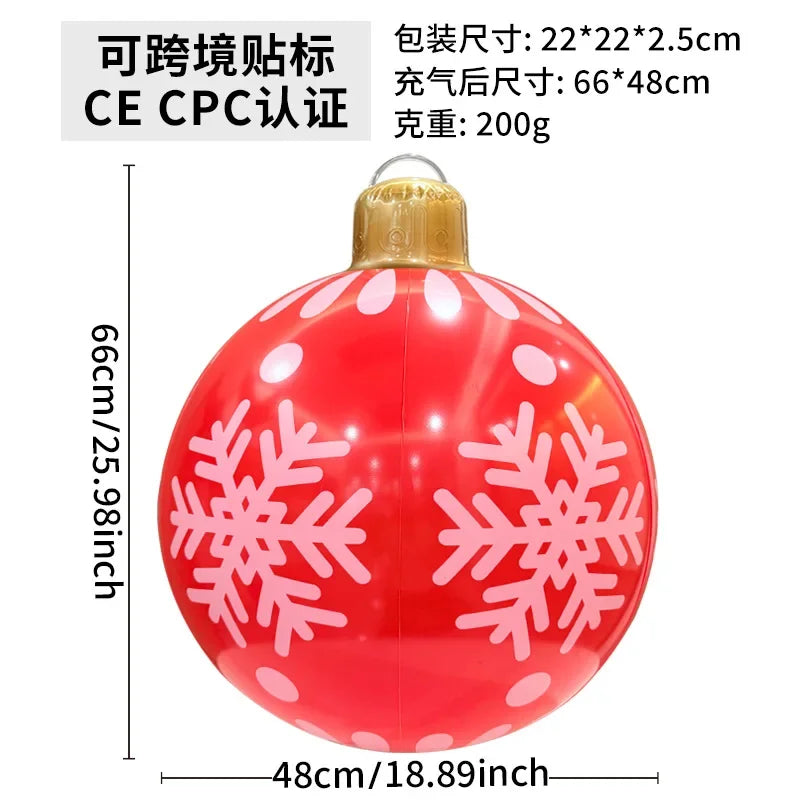 60cm Giant Luminous Inflatable Christmas Ball With No Lights Pvc Outdoor Xmas Decoration Ball Holiday Yard Lawn Porch Decor 2025