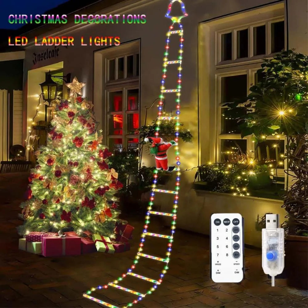 3M Santa Claus Climbing Ladder LED Hanging Light Christmas tree Ornament home garden outdoor christmas decorations navidad 2025