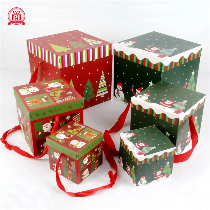 Christmas Gift Boxes Packing Gift Merry Christmas Decorative Carton For Xmas Home Party Decor Navidad New Year Candy Box Case