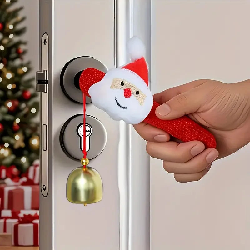 4 Christmas door handle decoration sets, including bells and detachable pendants